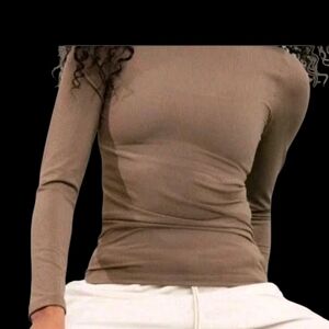 ATHLETA SIZE XXS Women's Long Sleeve Renew Seamless Long Sleeve Top - Brown